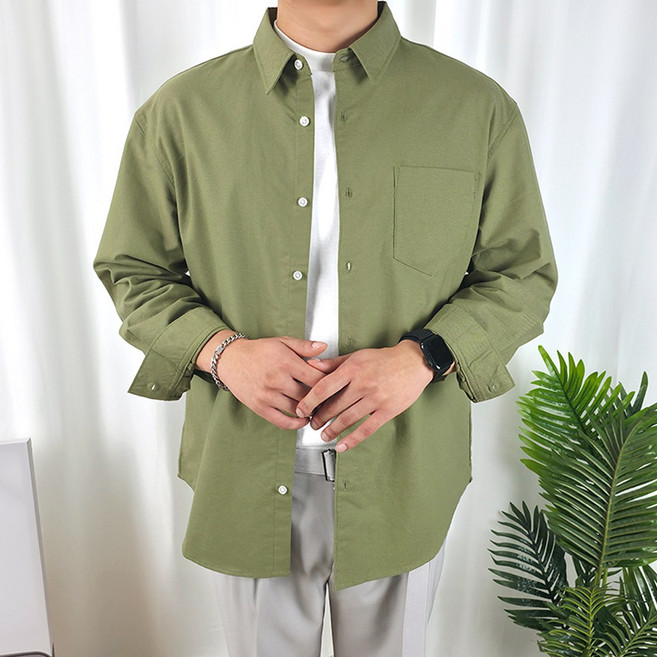 더핏 남성용 옥스포드 오버핏 빅사이즈 면100% 셔츠