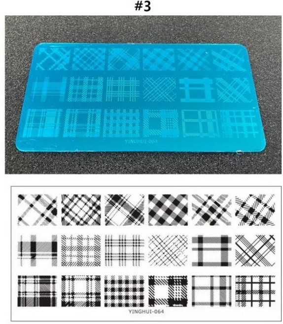 [고네일] 네일플레이트 3종 (택1) 체크플레이트 하운드체크 트위드 타탄체크 꾹꾹이플레이트, #3, 1개, NO. 3