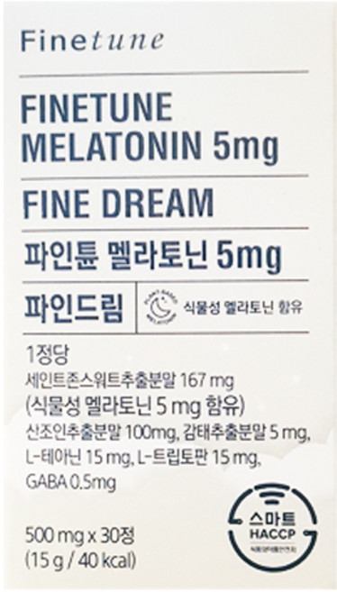 파인튠 멜라토닌 5mg 파인드림, 1개, 30정