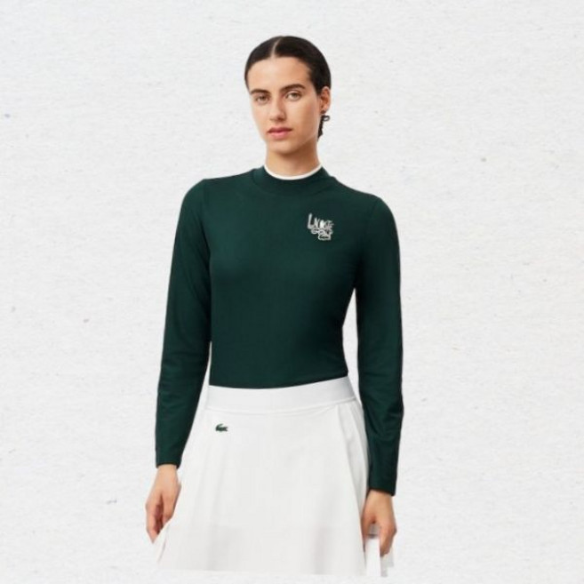 라코스테 LACOSTE 공식 여성 그래픽 포인트 반하이넥 긴팔 티셔츠 TF2765-54N YZP 372762