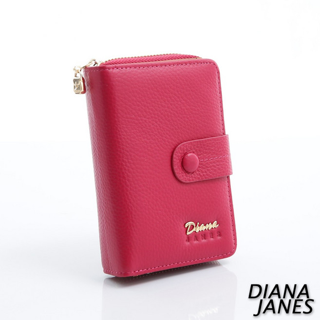 Diana Janes 牛皮兩折中夾-桃