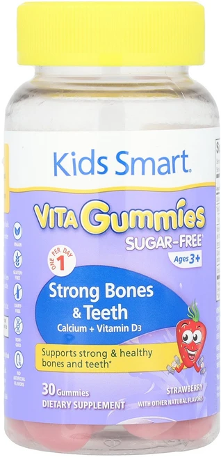 Kids Smart Kids Smart® Vita Gummies Strong Bones & Teeth Calcium + Vitamin D3 Ages 3+ Straw, 1개 - 쿠팡