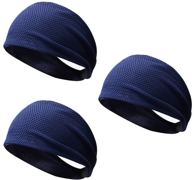 땀흡수 테니스 배드민턴 러닝 등산 남녀공용 스포츠 헤드 헤어밴드 땀흘림방지 3p set, 곤색, 3개