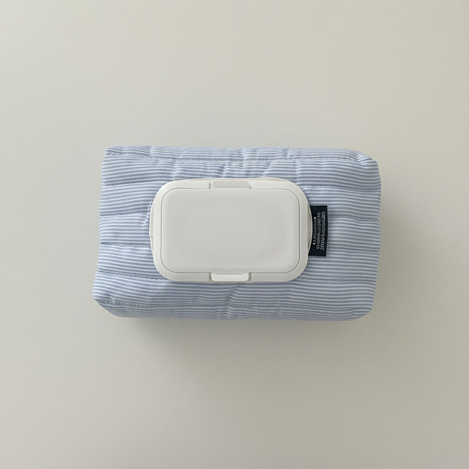 라이브모어 패브릭 스트라이프 물티슈 파우치 보관함, 블루, 1개