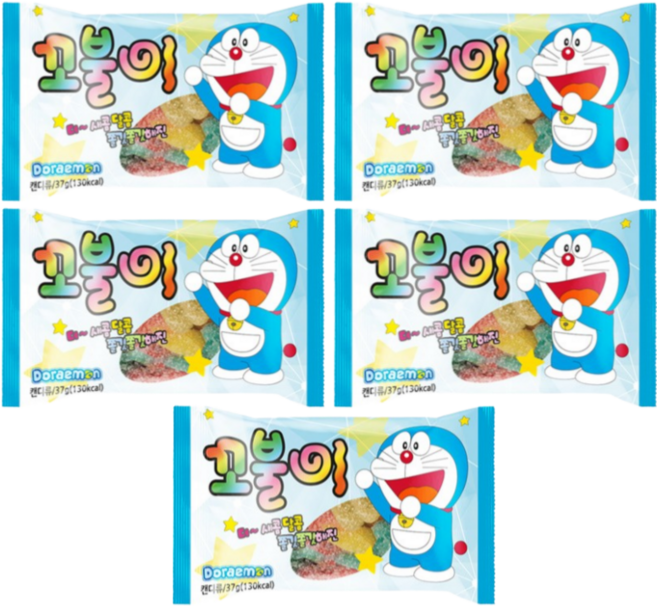 꼬불이 젤리 도라에몽 제리 37g 18개입 사우어 지렁이 젤리, 5개, 32g