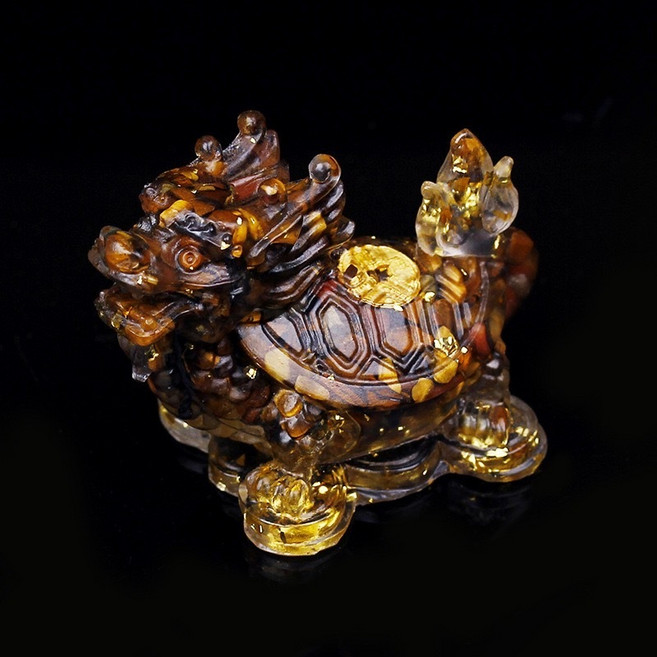 念念不忘 水晶龍龜擺飾, 水晶龍龜擺飾-虎眼石
