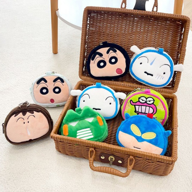 3180 짱구 얼굴 미니 파우치 짱구는못말려 캐릭터 8종 휴대용지갑 체인형고리 포함