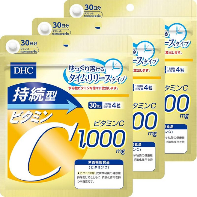 DHC 3개 세트 지속형 비타민C 30일분 (120립) × 3개 세트, 120정