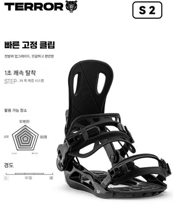 ON루트 TERROR 스노우보드 스키 퀵 체결 바인딩 원스텝 프리스타일, 1개