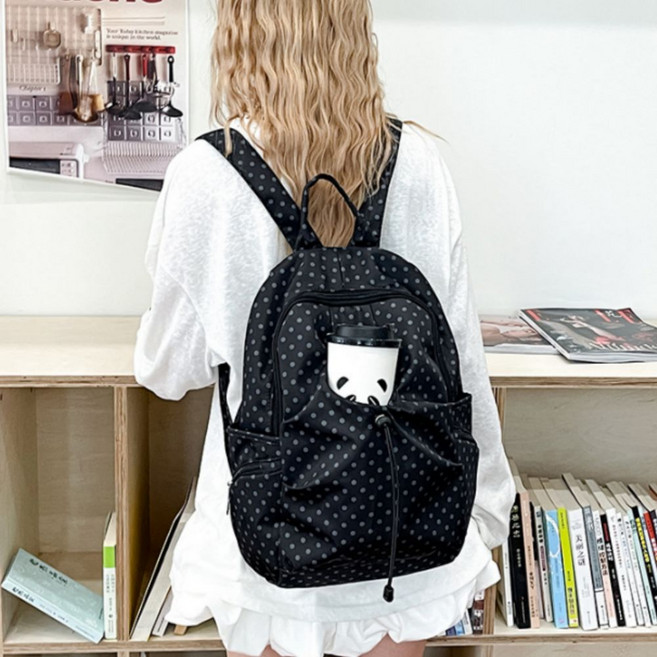 여성 도트 백팩 가벼운 데일리 학생 가방 노트북 수납