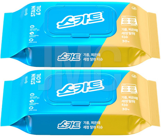 스카트 기름 찌든때 세정 탈취 티슈 30매, 2개