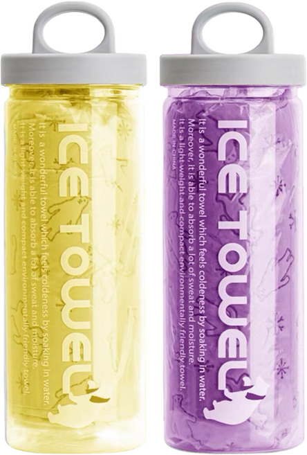 아킴 곰돌이 아쿠아 습식타월 대형 2종 + 보관케이스 2종 세트 85 x 33 cm, 1세트, 옐로우퍼플