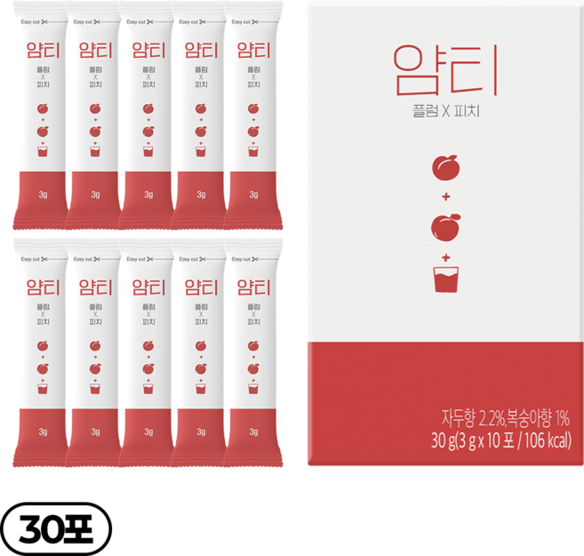 얌티 이온음료 비타민음료 플럼 피치, 3g, 10개입, 3박스