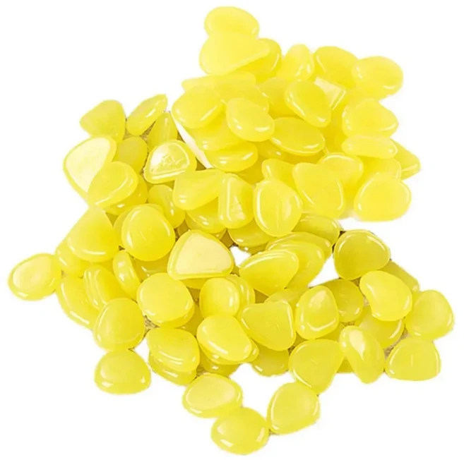 300Pcs 마당 바위와 Manwalk 장식에 대 한 어두운 자갈에 빛의 정원 동화 정원 DIY 장식 빛나는 돌, 01 300pcs, 08 노란색