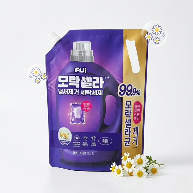 피지 모락셀라 냄새제거 뽀송한 코튼향 세탁세제 리필, 2.3L, 1개입, 1개