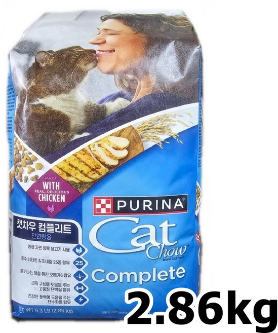 퓨리나 캣차우 컴플리트 고양이 사료, 닭, 2.86kg, 2개