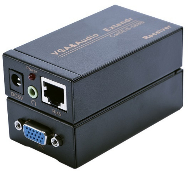 【勁祥科技】VGA延長器 VGA轉RJ45單網線信號放大器100米音頻同步高清1080P, 1個