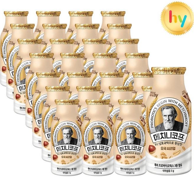 hy 한국야쿠르트 메치니코프 오곡 씨리얼 요구르트, 28개, 140ml
