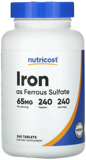 Nutricost 황산제일철 철분 65mg 240정, 1개 - 쿠팡