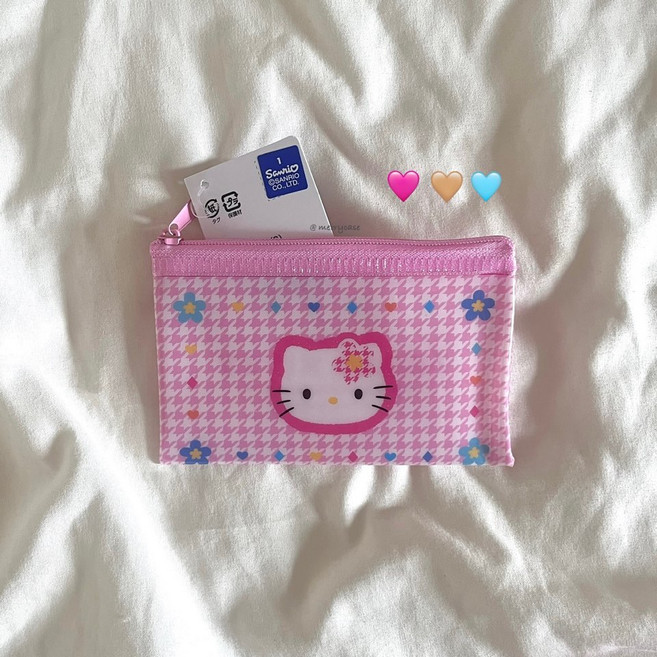 메리 정품 산리오 헬로키티 50주년 파우치 동전지갑 카드지갑 미니백 컴팩트지갑 PVC 클리어파우치 투명 24년 키티