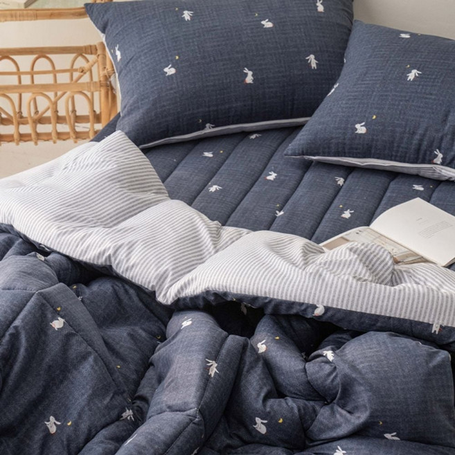 토끼이불패드세트 아이침구세트 Q 네이비 토끼이불