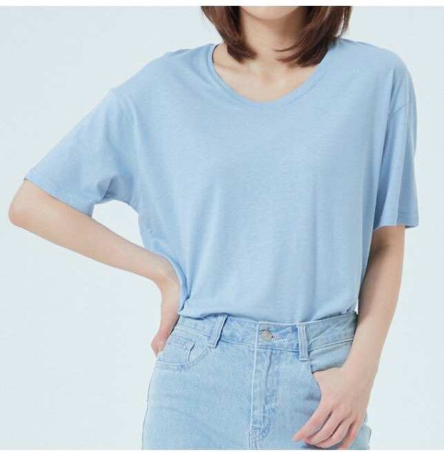 미쏘 미쏘 모달 U넥 무지 티셔츠(MIWHWA730C)