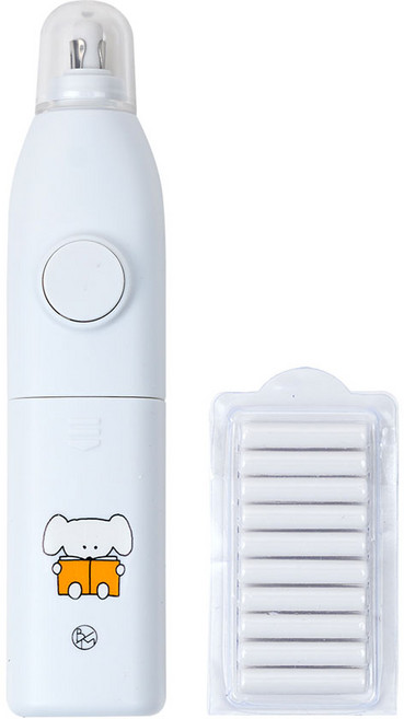 보바 캐릭터 전동 지우개 얇은 잘 지워지는 초등학교 미술용 지우개 + 리필 세트, 화이트