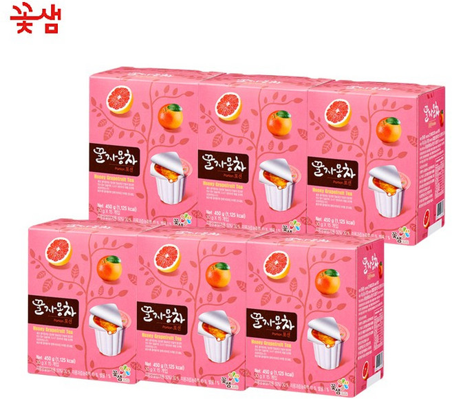 꽃샘 꿀자몽차 포션 15개입 x6 (90개입), 30g, 6개