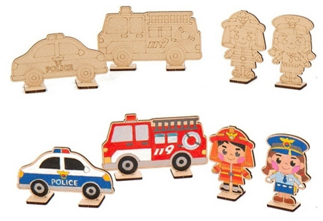 민화샵 교통안전 만들기 키트 10개입 교통기관 모형 DIY 교구 교통표지판 만들기