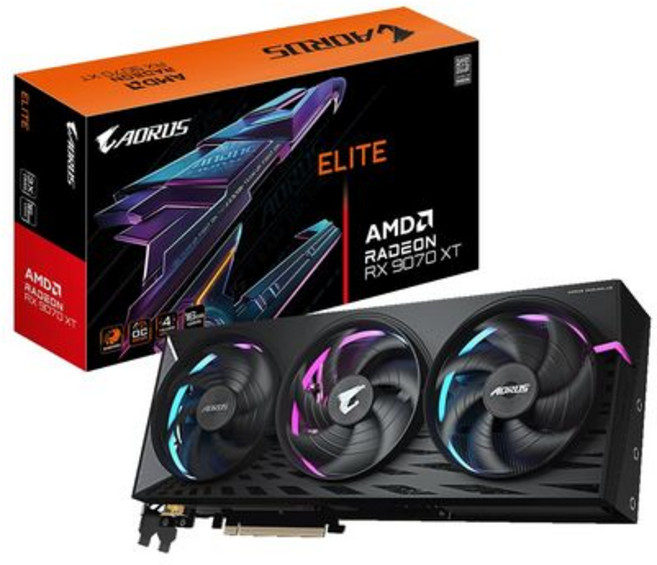 GIGABYTE Radeon RX9070XT GDDR6 16GB E-16GD 탑재 그래픽 보드 기가바이트 [국내 정규