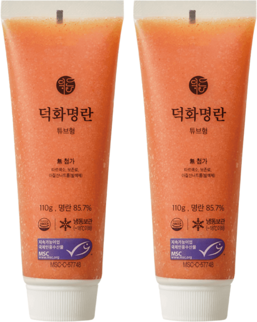 덕화명란 명란젓 저염 튜브명란 220g 원쁠원, 2개, 110g