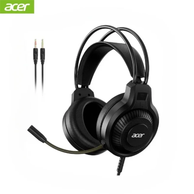 마이크가 장착된 Acer 게이밍 헤드폰 7.1 스테레오 가상 서라운드 LED 라이트 베이스 이어폰 헤드셋 컴퓨터, 01 China Mainland, 02 Dual 3.5mm