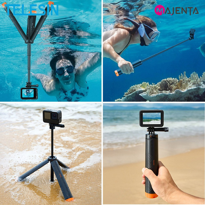 고프로 부력봉 삼각대 셀카봉 플로팅 그립 핸들러 4 in 1 타입 텔레신, 단품, 1개