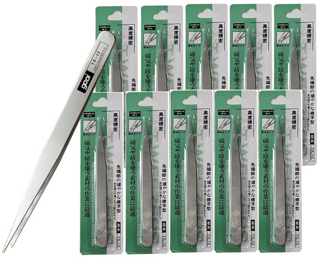 [메잌미] 다용도 정밀 핀셋 (일자형/TS-12), 10개