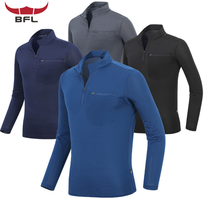 버팔로 여름 남자 스판 등산티 냉감 쿨 아이스 등산복상의 아웃도어 집업티 긴팔 티셔츠 BFL