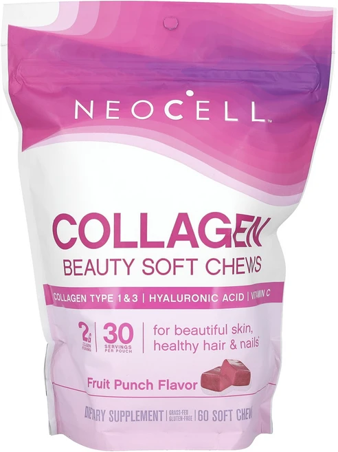 NeoCell 콜라겐 뷰티 소프트 츄 과일 펀치 맛 2g 소프트 츄 60개(츄당 1g), NeoCell콜라겐뷰티소프트츄과일펀치맛2g소프트츄60개, 120g, 1개 - 쿠팡
