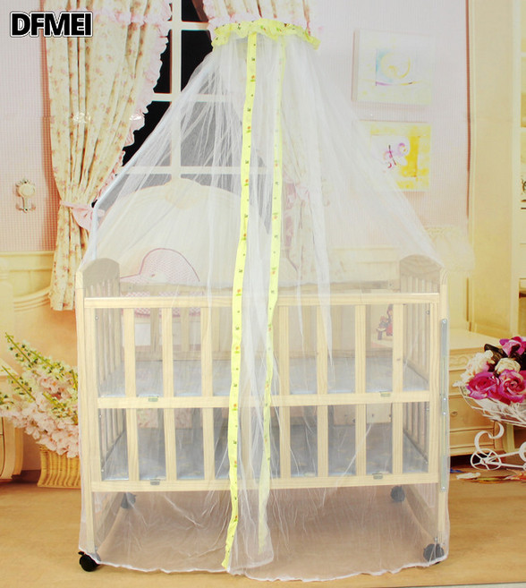 DFMEI 通用開門嬰兒牀蚊帳 圓頂宮廷式落地嬰兒蚊帳 童牀蚊帳, 1個, 黃色布邊:1.7M*4.2M