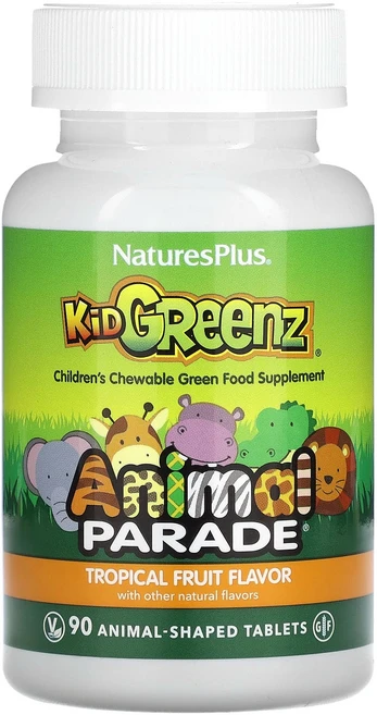NaturesPlus Source of Life Animal Parade Kid Greenz 천연 열대과일 맛 90정, NaturesPlusSourceofLifeAnimalP, 1개 - 쿠팡