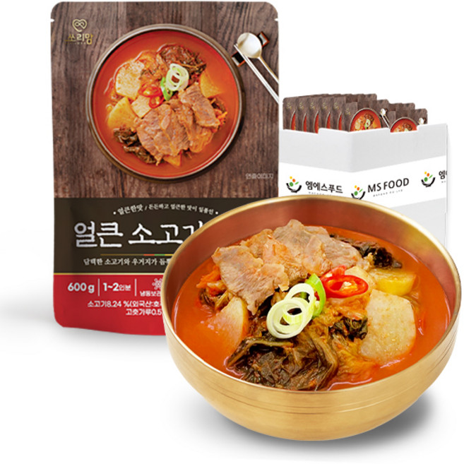 쏘리맘 사골 얼큰 소고기 국밥 25개 BOX 엠에스푸드 즉석 요리 캠핑 간단 간편 엄마손맛 간편식 혼밥 음식, 600g