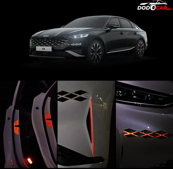 [카비니] 호환 K8 튜닝용품 초고휘도 반사 리플렉터 필름 자동차 포인트 스티커, 01_턴시그널(레드)