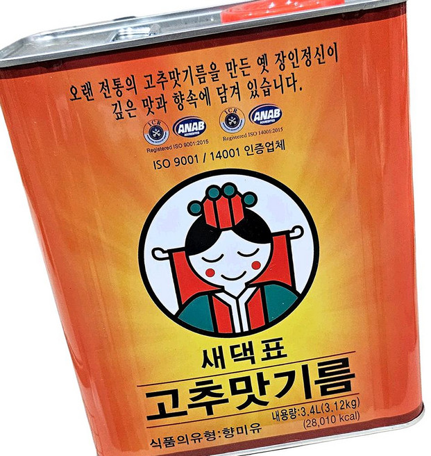 새댁 고추맛 기름 3.4L 4개 나물, 1개