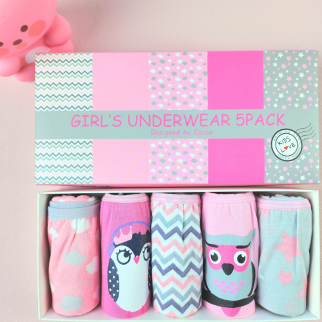 여아용 순면 파스텔 삼각팬티 5종 세트