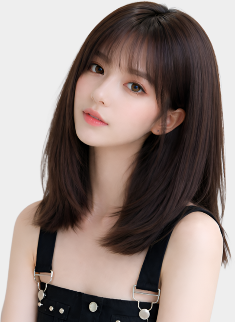 피에스컴퍼니 자연스러운 중단발 레이어드 통가발, 1개, 블랙