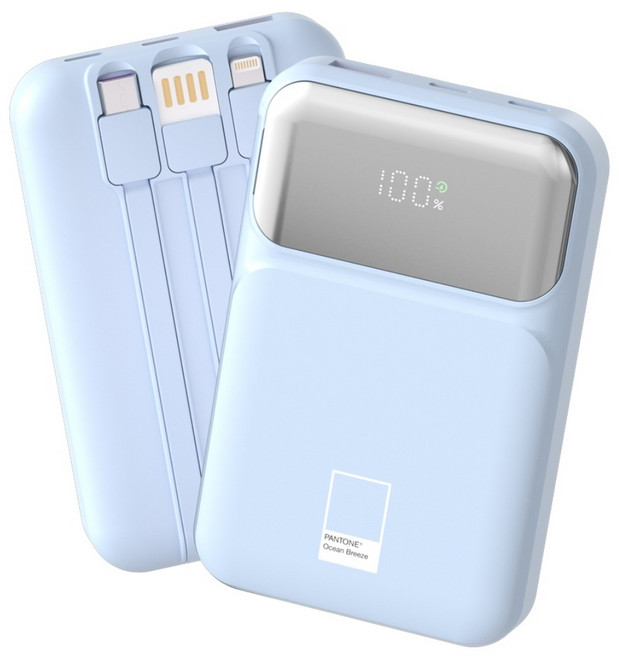 팬톤 PD 22.5W 초고속충전 대용량 케이블 일체형 미러 보조배터리 10000mAh PGB-20, Ocean Breeze