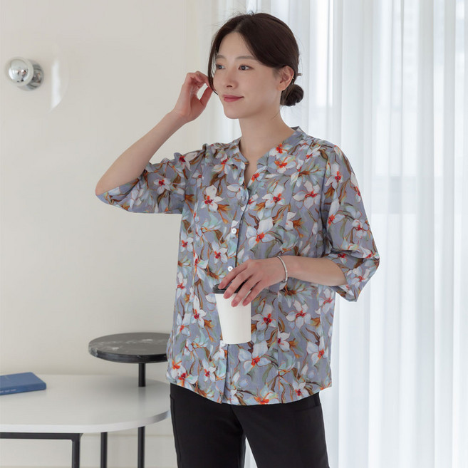 여성 여름 인견 파스텔 블라우스 빅사이즈 엄마옷 쿨링 냉감