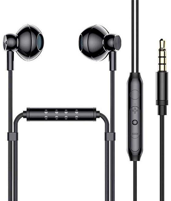 실속형 유선 이어폰 마이크 내장 3.5mm 줄이어폰 PC/방송용 턱고정마이크 자웃자, 검정색