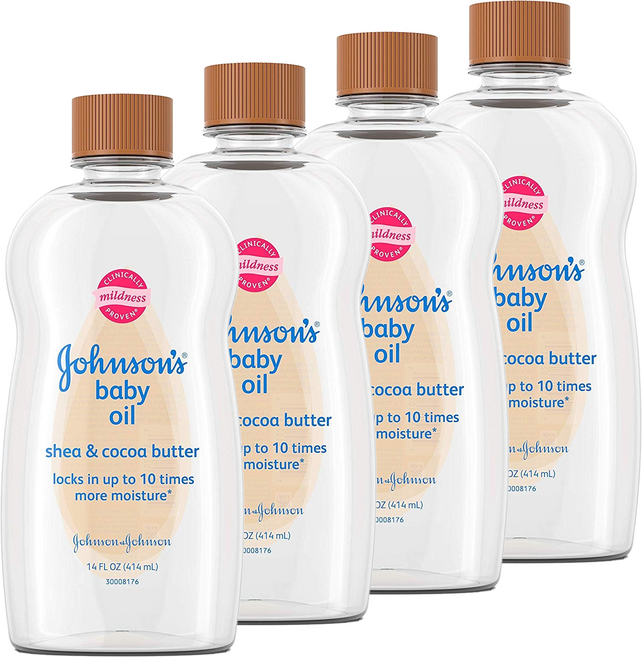 Johnson's Baby 오일 시어 & 코코아 버터, 414ml, 4개