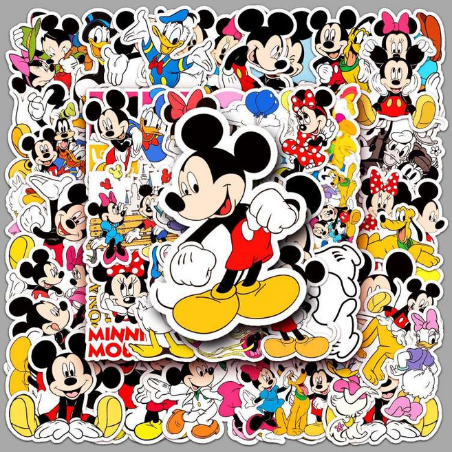귀여운 미키 마우스 노트북 휴대폰 텀블러 캐리어 방수 포인트 데코 스티커, 미키마우스 방수스티커 50매