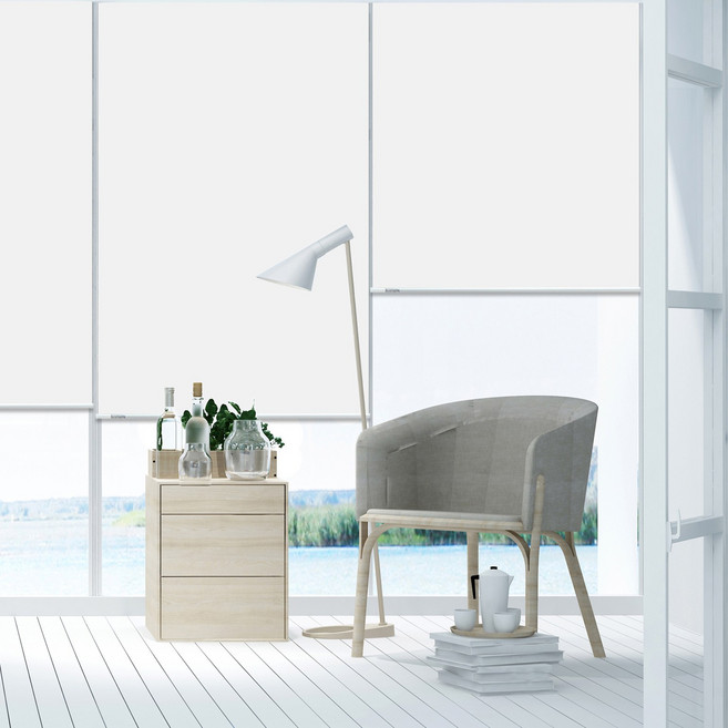 EKMALL 암막 블라인드 롤스크린 방염 양면 화이트 가로사이즈 135cm x 세로선택