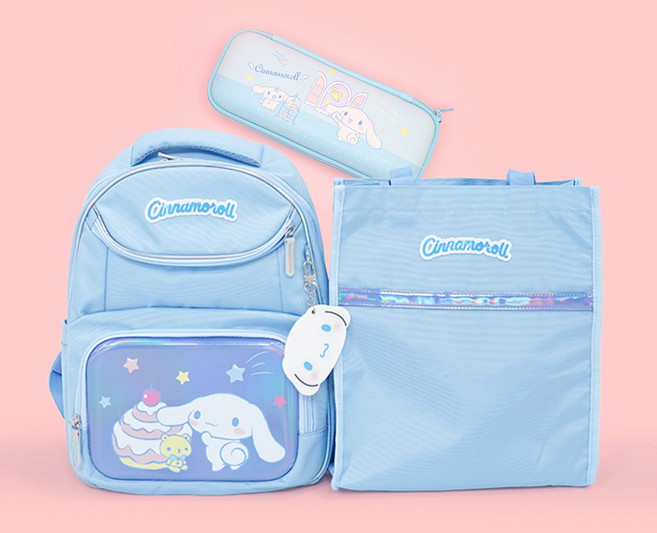 산리오 시나모롤 초등학생 책가방 풀세트 백팩+신주머니+필통+레인커버+거울키링 포함